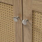 60 Inch Bathroom Vanity with Double Sink ( SMC Sink ), Large Storage Space with 2 Tip-Out Trays / Flip-Out Drawers and 4 Soft Closing Doors, Solid Wood Legs and Silver Metal Knobs, Wood Color Bathroom Vanity