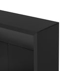 U_Style 60' 4-Door Sideboard, Modern Minimalist Solid Wood Veneer Sideboard with Open Shelf, Natural Wood Grain, Large Capacity Storage Console for Living Room, Hallway, Dining (Black/Natural)