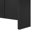 U_Style 60' 4-Door Sideboard, Modern Minimalist Solid Wood Veneer Sideboard with Open Shelf, Natural Wood Grain, Large Capacity Storage Console for Living Room, Hallway, Dining (Black/Natural)