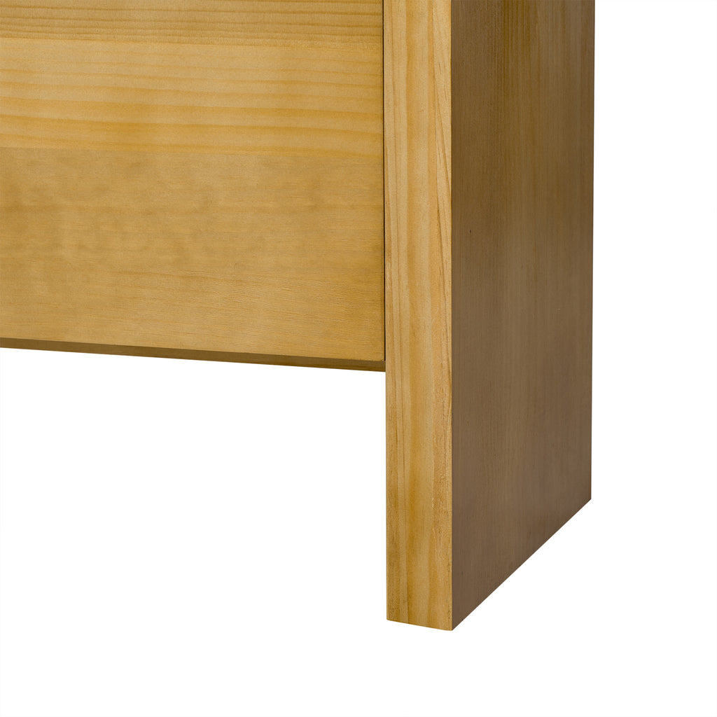 U_Style 60' 4-Door Sideboard, Modern Minimalist Solid Wood Veneer Sideboard with Open Shelf, Natural Wood Grain, Large Capacity Storage Console for Living Room, Hallway, Dining (Black/Natural)