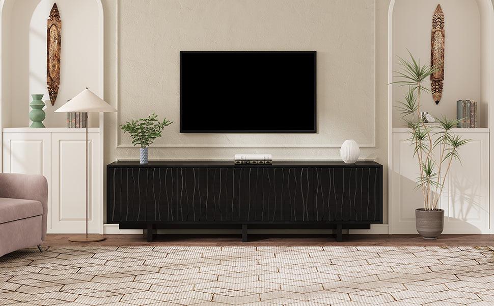 Retro Style Rustic Wood Grain TV Stand for 75' TVs.