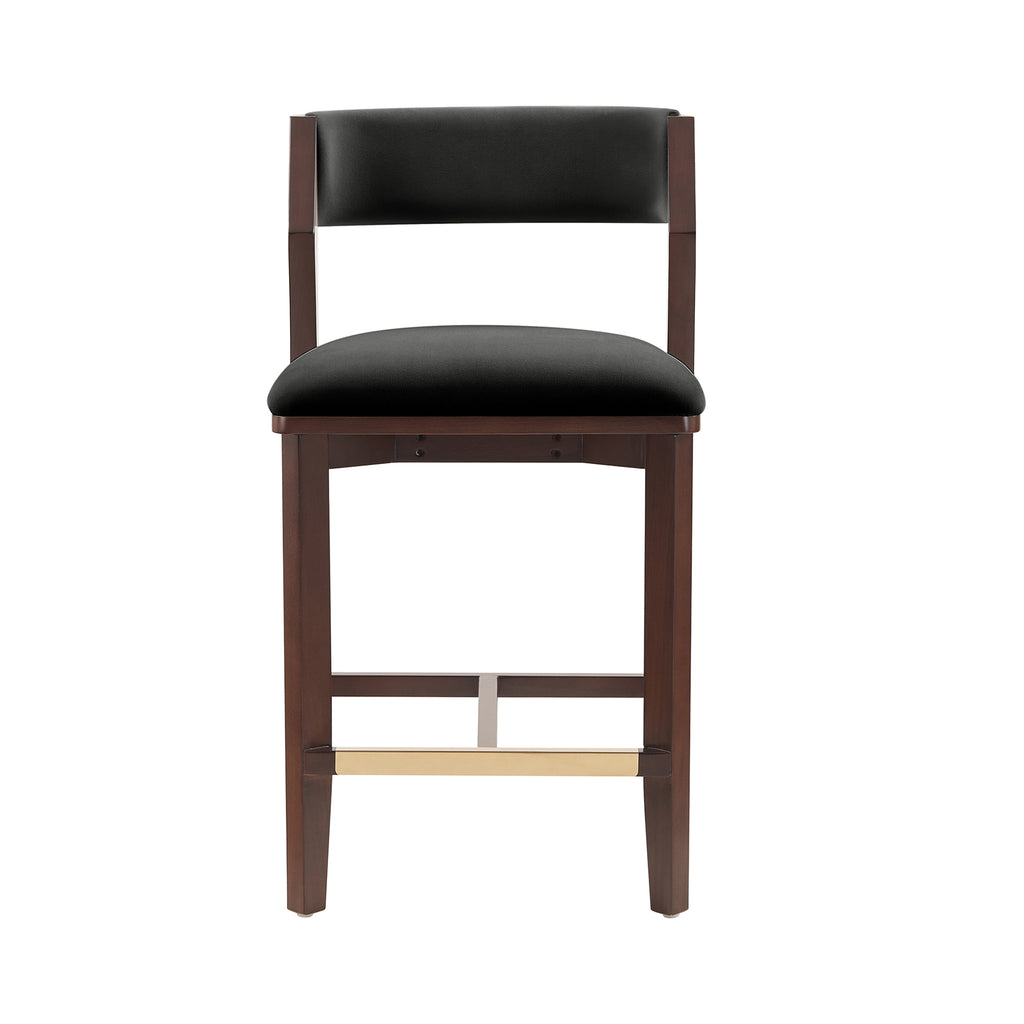 Patricia Wood Upholstered Counter Stool in Black
