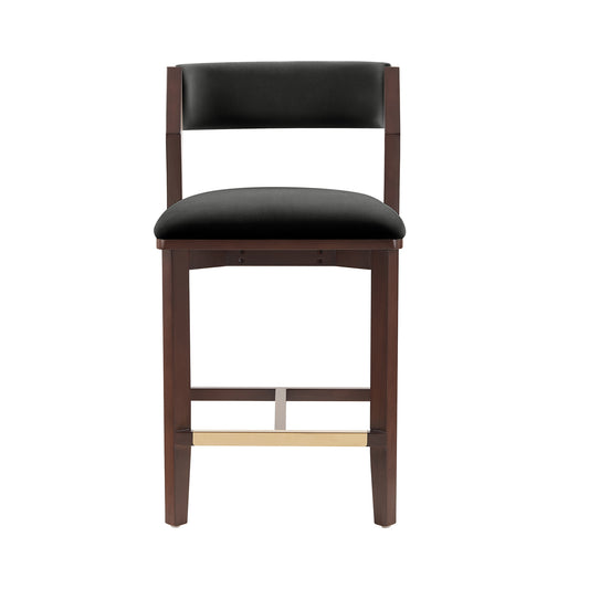 Patricia Wood Upholstered Counter Stool in Black