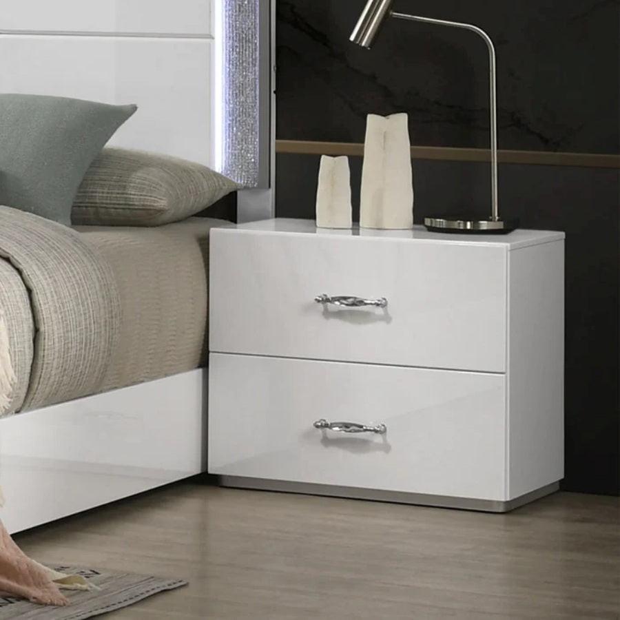 Modern White Nightstand with Storage for Bedroom.
