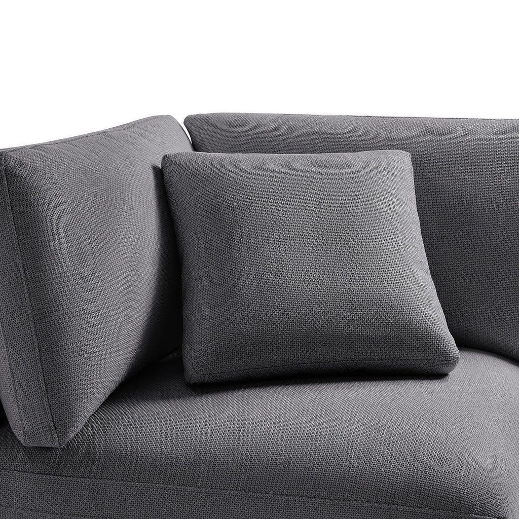 Cassandra Modular 3-Piece Chofa in Charcoal Grey with Solid Hardwood Frame and Plush Fabric Upholstery.
