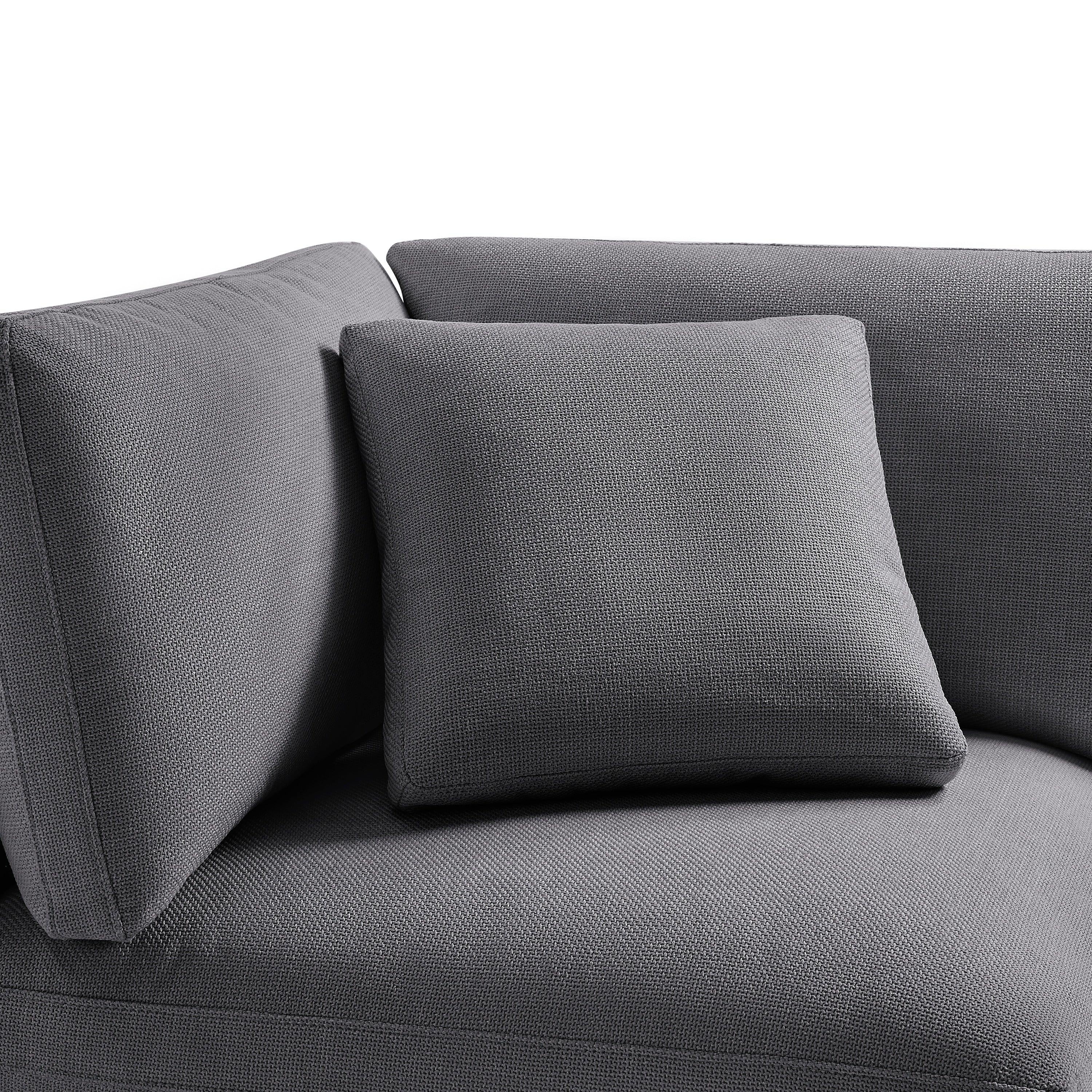 Cassandra Modular 3-Piece Chofa in Charcoal Grey with Solid Hardwood Frame and Plush Fabric Upholstery.