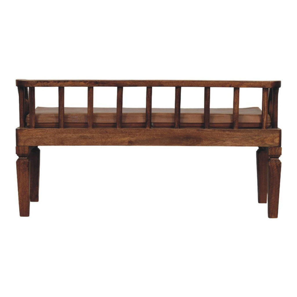 Solid Wood Leather Bench - Artisan Furniture.