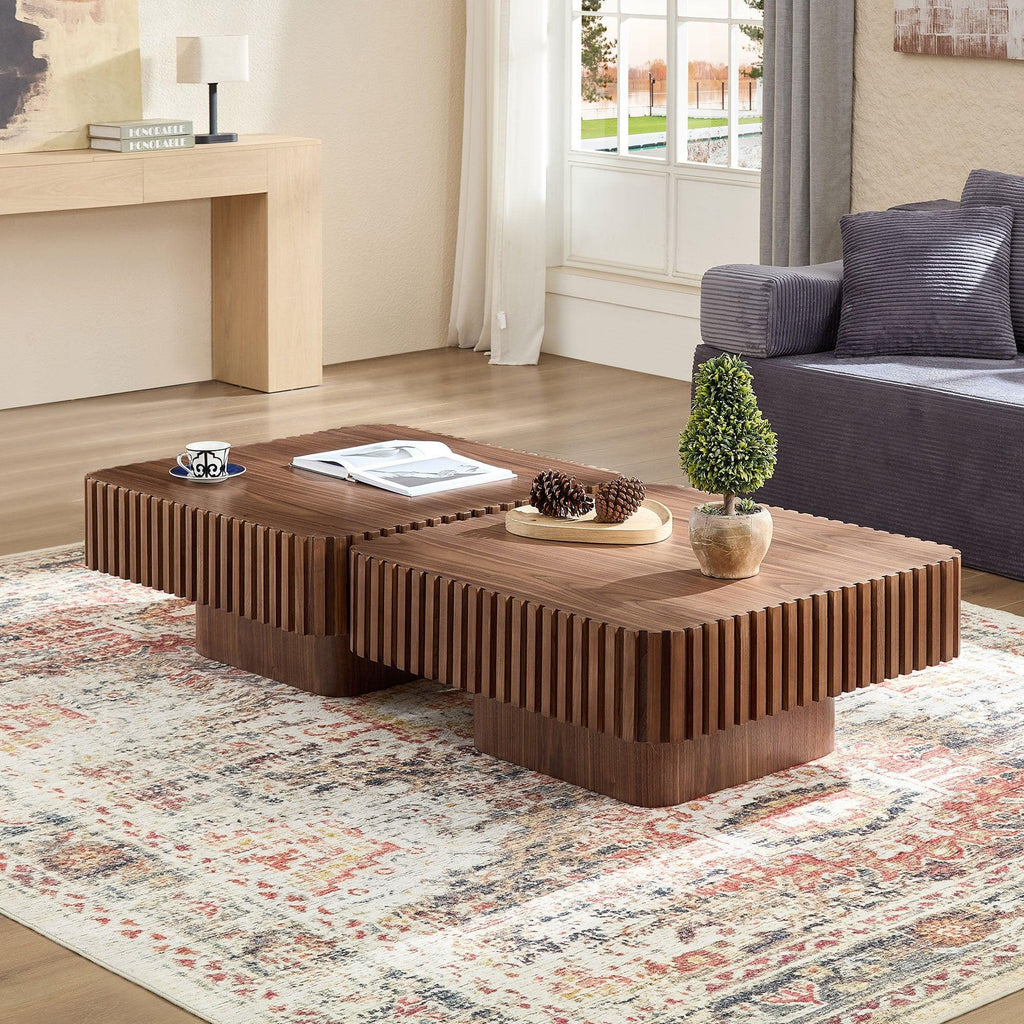 Modern 2PCS Square Coffee Table Set for Living Room.