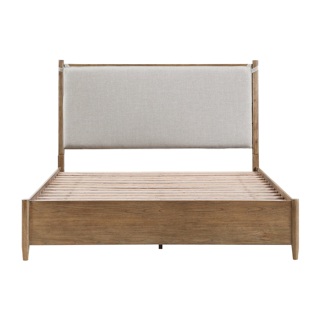 Queen Platform Bed with Removable Upholstery Cushion.
