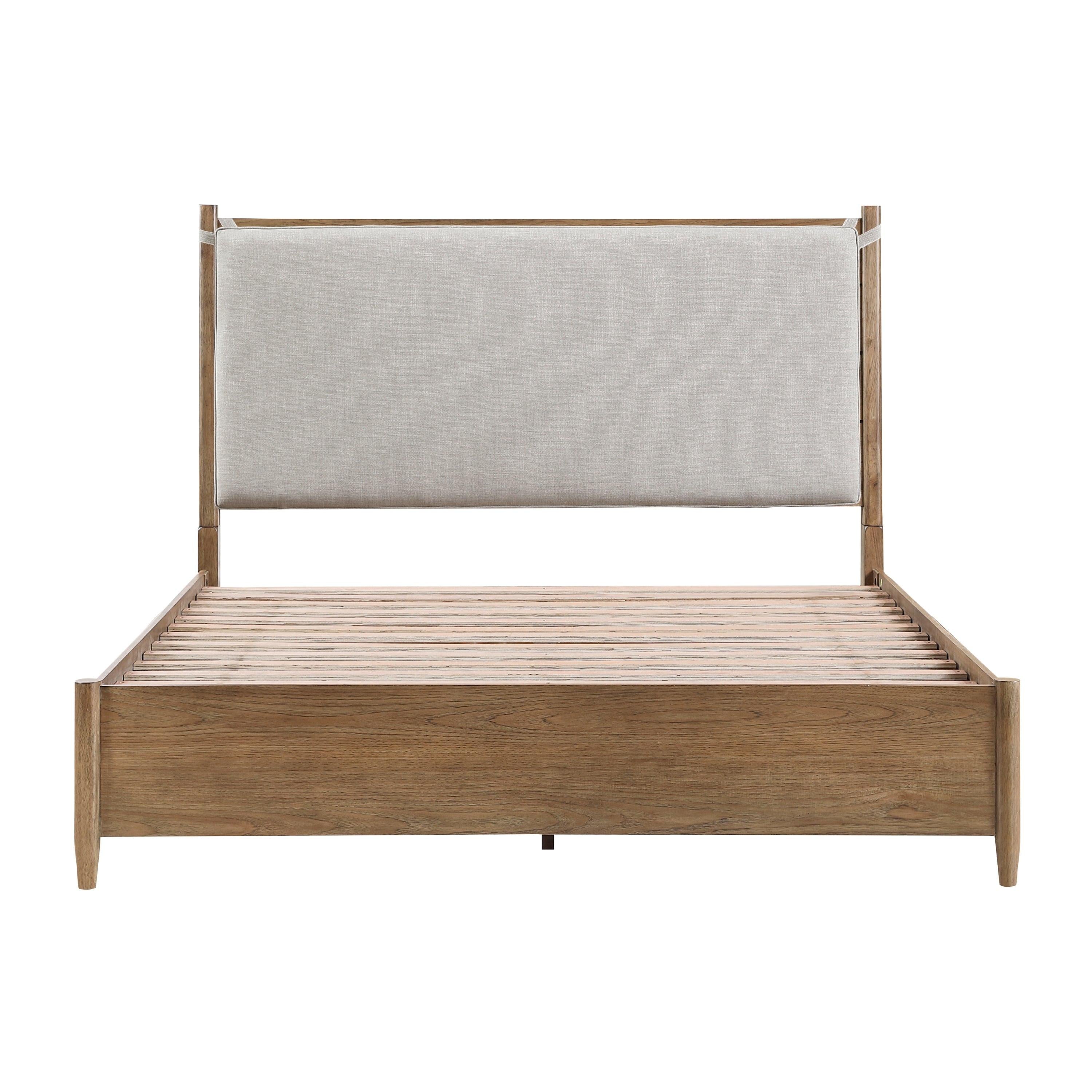 Queen Platform Bed with Removable Upholstery Cushion.
