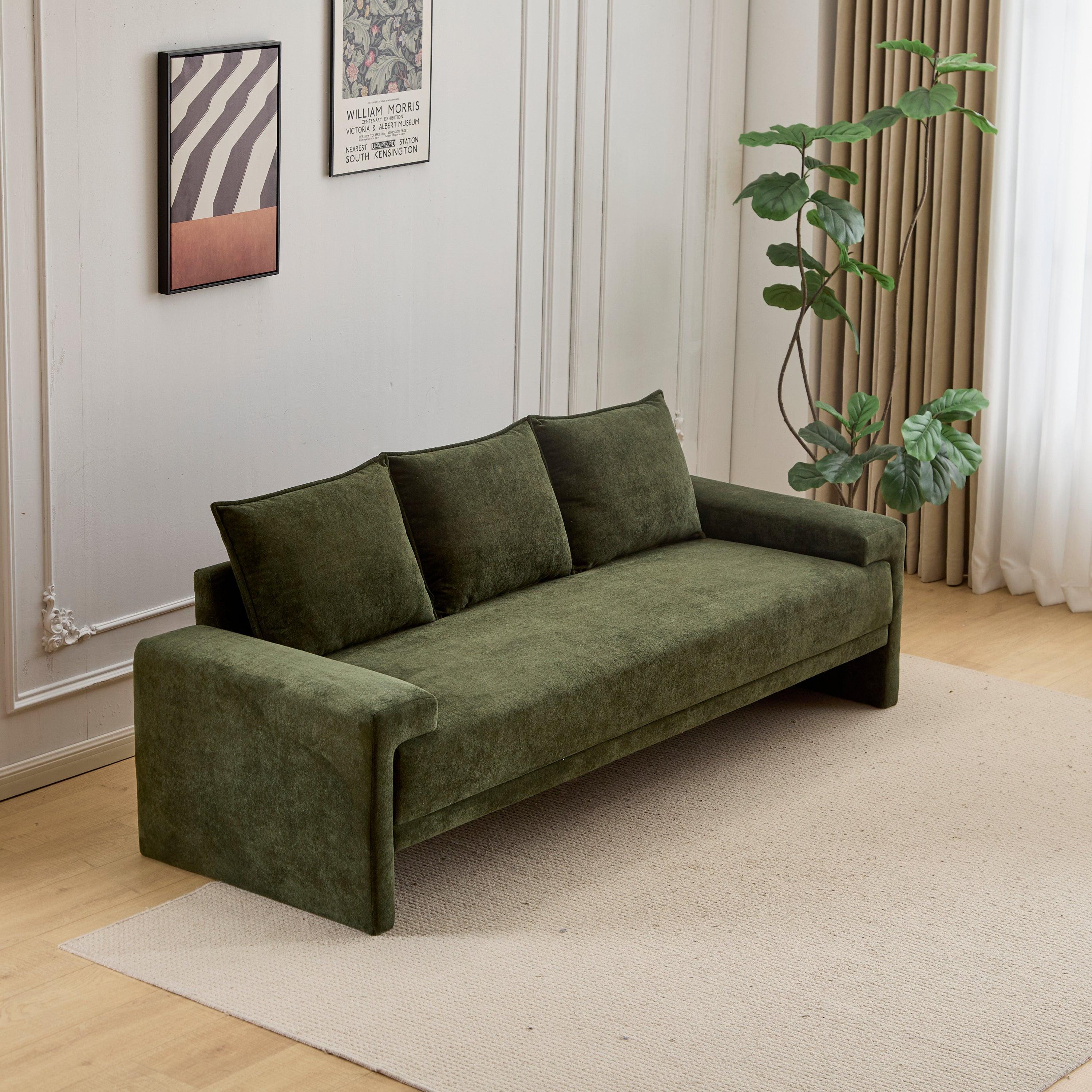 Algora 84.5 in. Modern Velvet Sofa - Moss Green.
