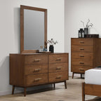 Walnut Dresser - Mid-Century Modern 5-Drawer Storage.