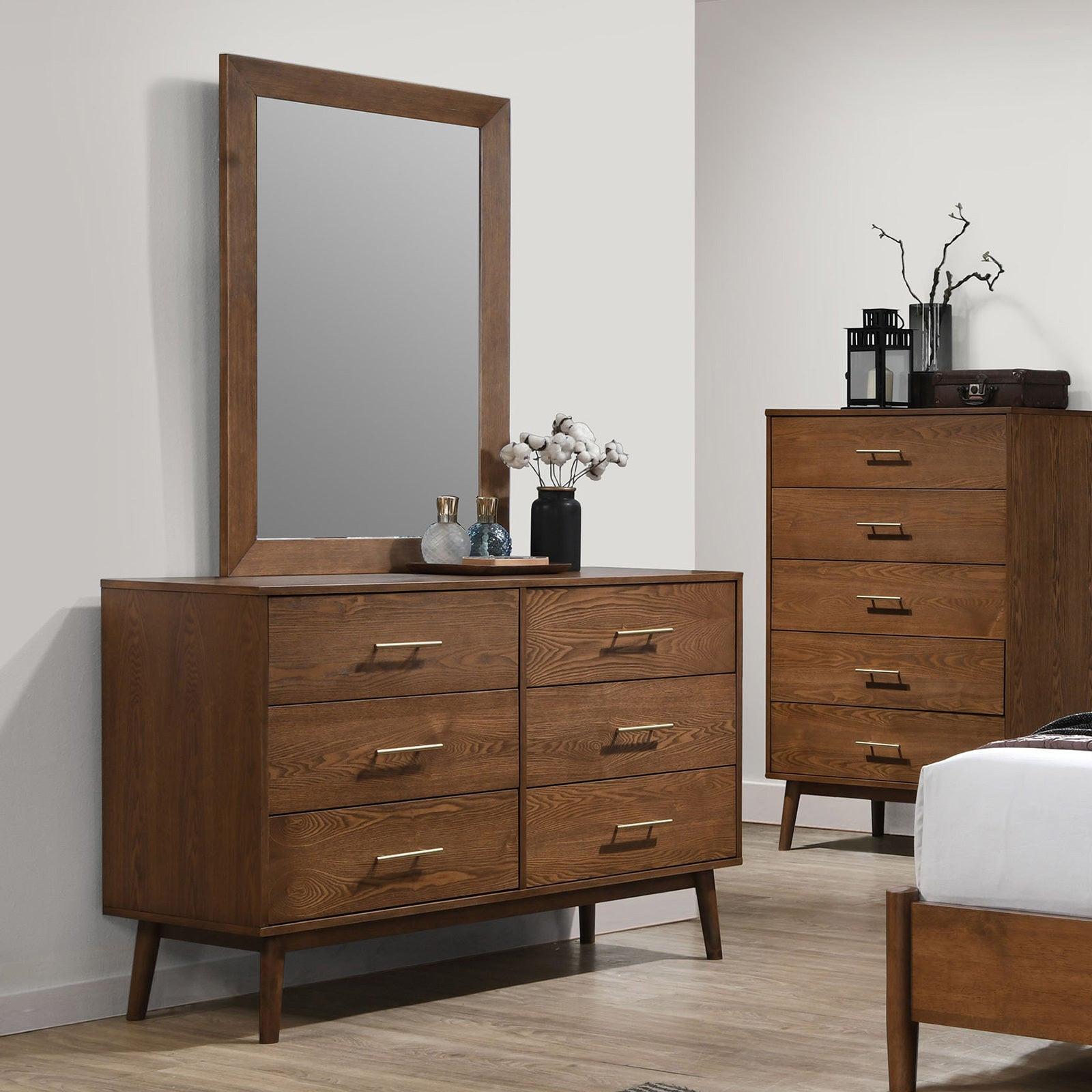 Walnut Dresser - Mid-Century Modern 5-Drawer Storage.