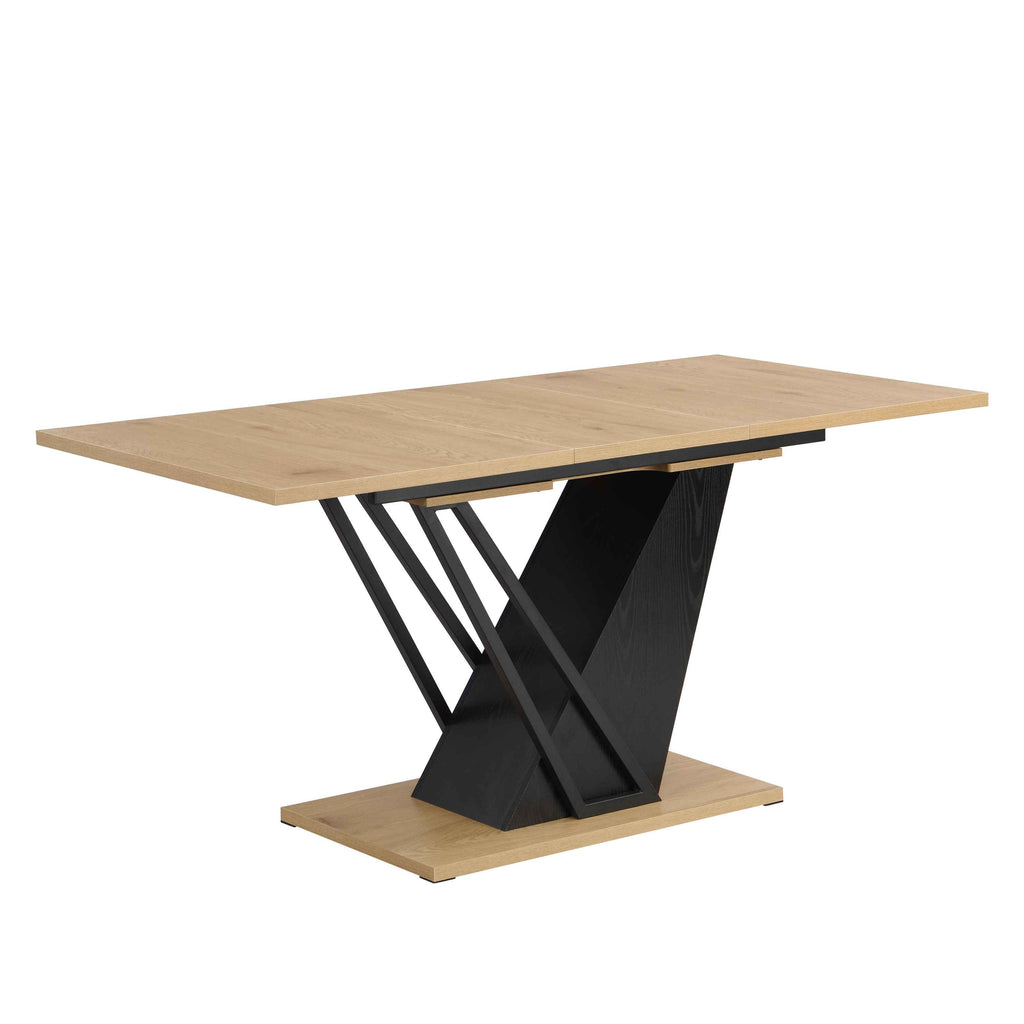61.81 (46.46) inch Extendable Dining Table, Modern Geometric Rectangular Table with Sturdy Metal Frame and MDF base, Adjustable Wooden Tabletop for Home Kitchen, Dining Room, and Office Spaces - Groovy Boardz