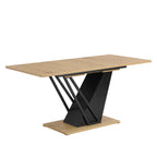 61.81 (46.46) inch Extendable Dining Table, Modern Geometric Rectangular Table with Sturdy Metal Frame and MDF base, Adjustable Wooden Tabletop for Home Kitchen, Dining Room, and Office Spaces - Groovy Boardz