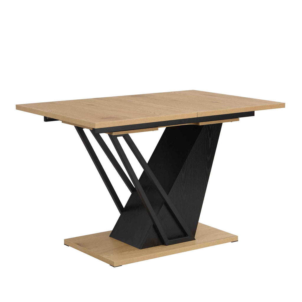 61.81 (46.46) inch Extendable Dining Table, Modern Geometric Rectangular Table with Sturdy Metal Frame and MDF base, Adjustable Wooden Tabletop for Home Kitchen, Dining Room, and Office Spaces - Groovy Boardz