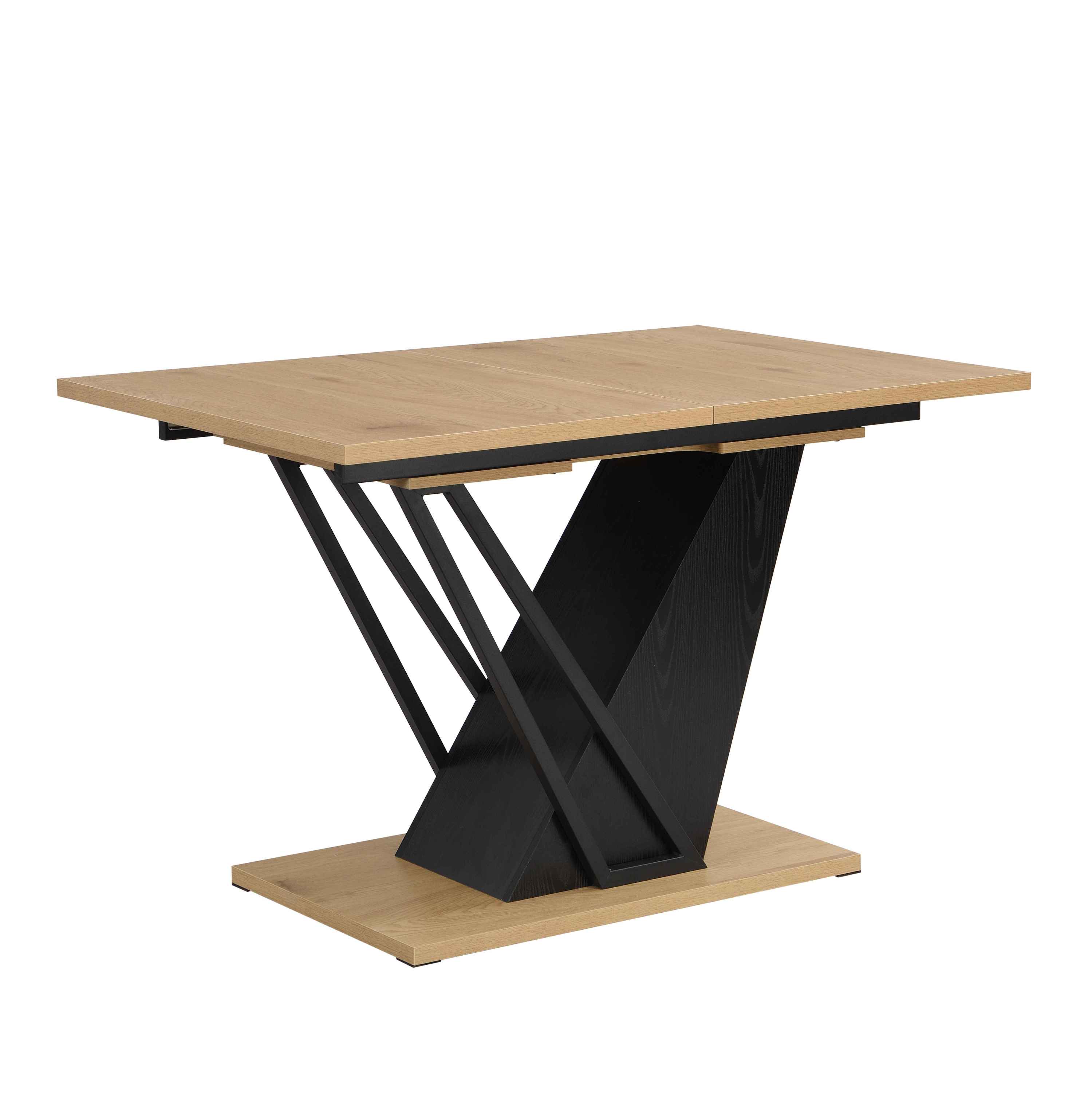 61.81 (46.46) inch Extendable Dining Table, Modern Geometric Rectangular Table with Sturdy Metal Frame and MDF base, Adjustable Wooden Tabletop for Home Kitchen, Dining Room, and Office Spaces - Groovy Boardz