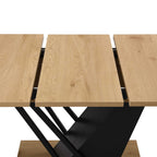 61.81 (46.46) inch Extendable Dining Table, Modern Geometric Rectangular Table with Sturdy Metal Frame and MDF base, Adjustable Wooden Tabletop for Home Kitchen, Dining Room, and Office Spaces - Groovy Boardz