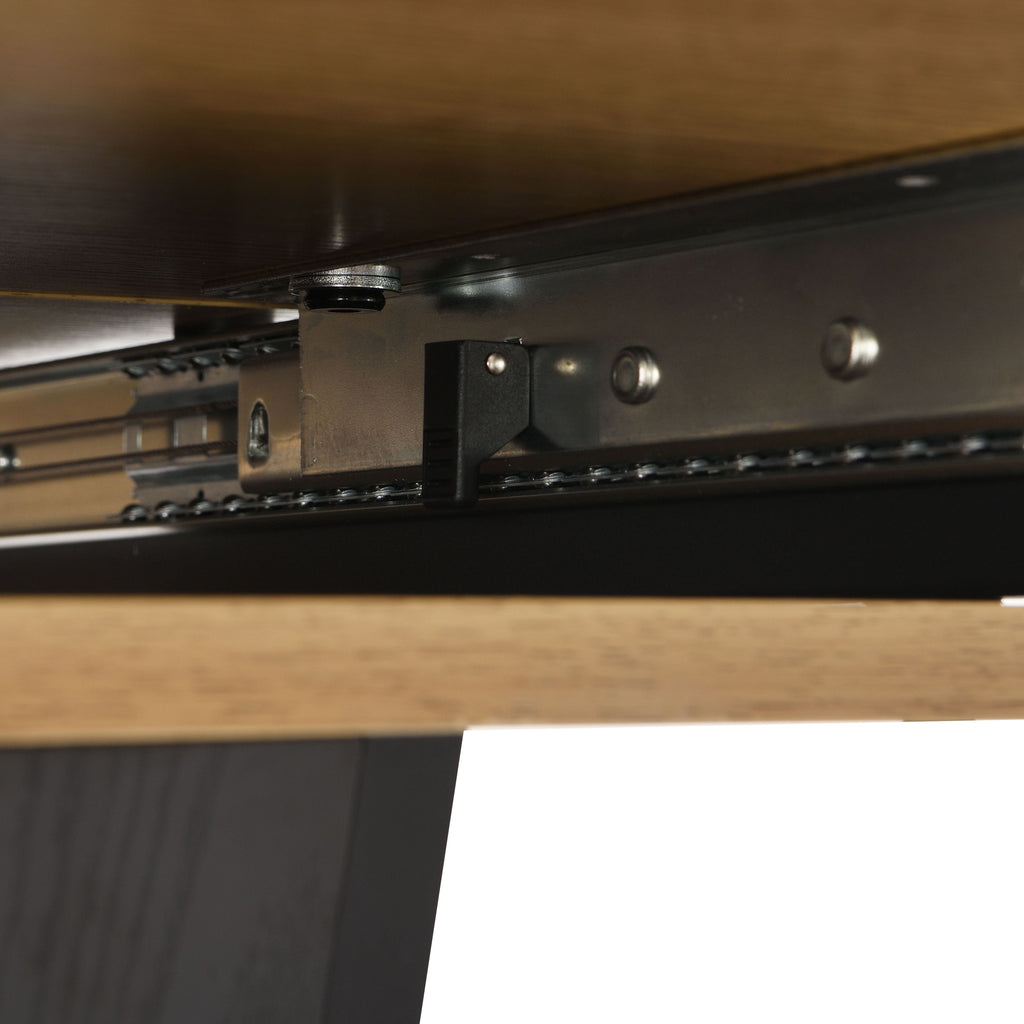 61.81 (46.46) inch Extendable Dining Table, Modern Geometric Rectangular Table with Sturdy Metal Frame and MDF base, Adjustable Wooden Tabletop for Home Kitchen, Dining Room, and Office Spaces - Groovy Boardz