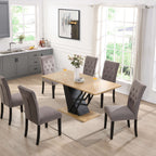 61.81 (46.46) inch Extendable Dining Table, Modern Geometric Rectangular Table with Sturdy Metal Frame and MDF base, Adjustable Wooden Tabletop for Home Kitchen, Dining Room, and Office Spaces - Groovy Boardz