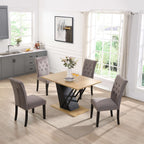 61.81 (46.46) inch Extendable Dining Table, Modern Geometric Rectangular Table with Sturdy Metal Frame and MDF base, Adjustable Wooden Tabletop for Home Kitchen, Dining Room, and Office Spaces - Groovy Boardz