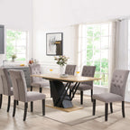 61.81 (46.46) inch Extendable Dining Table, Modern Geometric Rectangular Table with Sturdy Metal Frame and MDF base, Adjustable Wooden Tabletop for Home Kitchen, Dining Room, and Office Spaces - Groovy Boardz