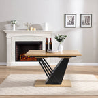 61.81 (46.46) inch Extendable Dining Table, Modern Geometric Rectangular Table with Sturdy Metal Frame and MDF base, Adjustable Wooden Tabletop for Home Kitchen, Dining Room, and Office Spaces - Groovy Boardz