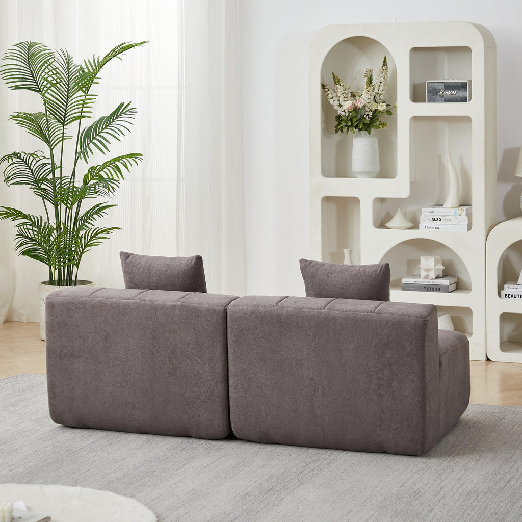 Curved Sectional Sofa with 6 Pillows for Living Room.