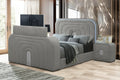 Gray Teddy Sherpa Queen Bed with LED & Bluetooth.