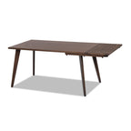 Capri 59-90.5' Solid Oak Wood 6-8 Seat Extendable Leaf Dining Table, Dark Brown Red Oak.