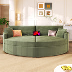 Green Oversized Double Chaise Lounge Sofa with Upholstered Corduroy Fabric, Deep Seat, USB Ports, and Removable Pillows – 102.3'