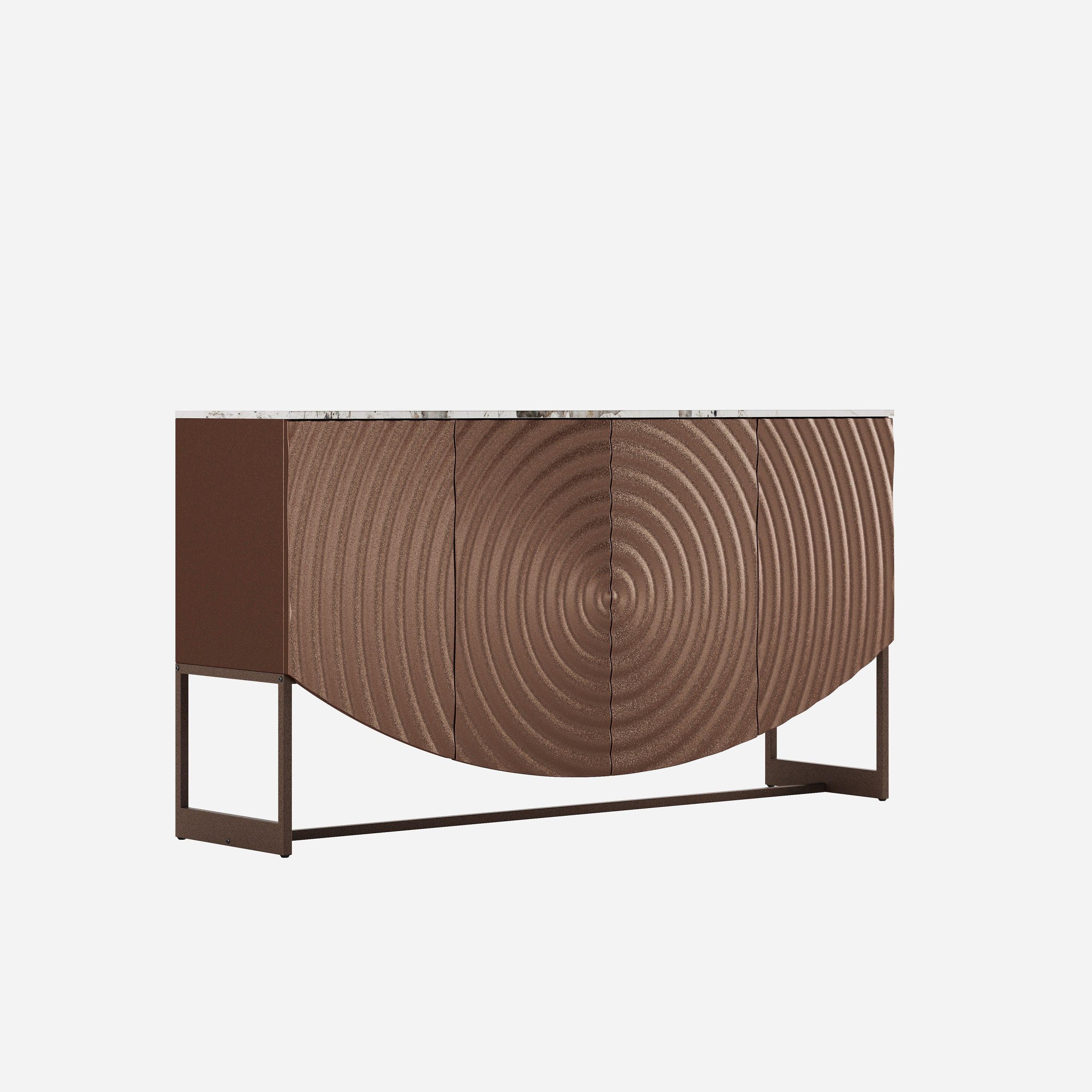 Modern Luxury Sideboard Cabinet with Unique 3D Wave Texture.