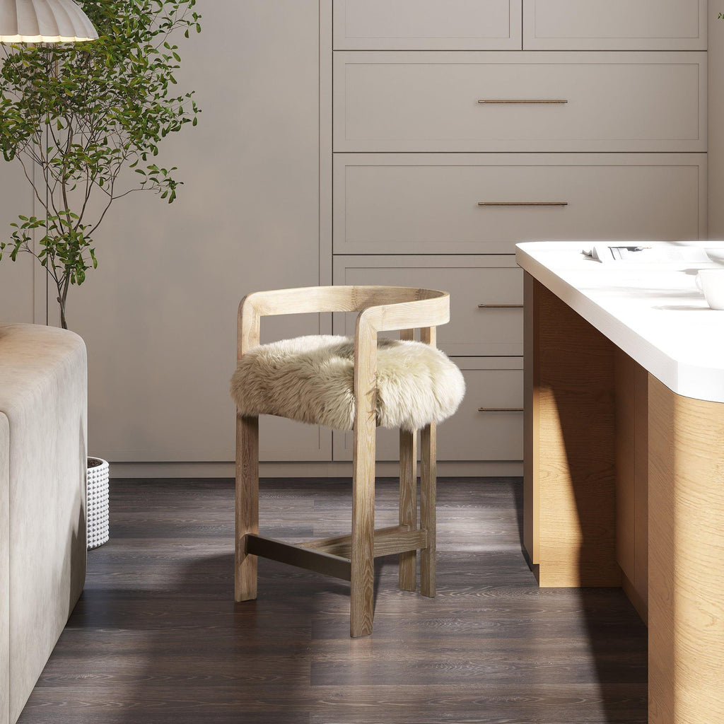 Millwick 26.5' Genuine Fur Counter Stool.