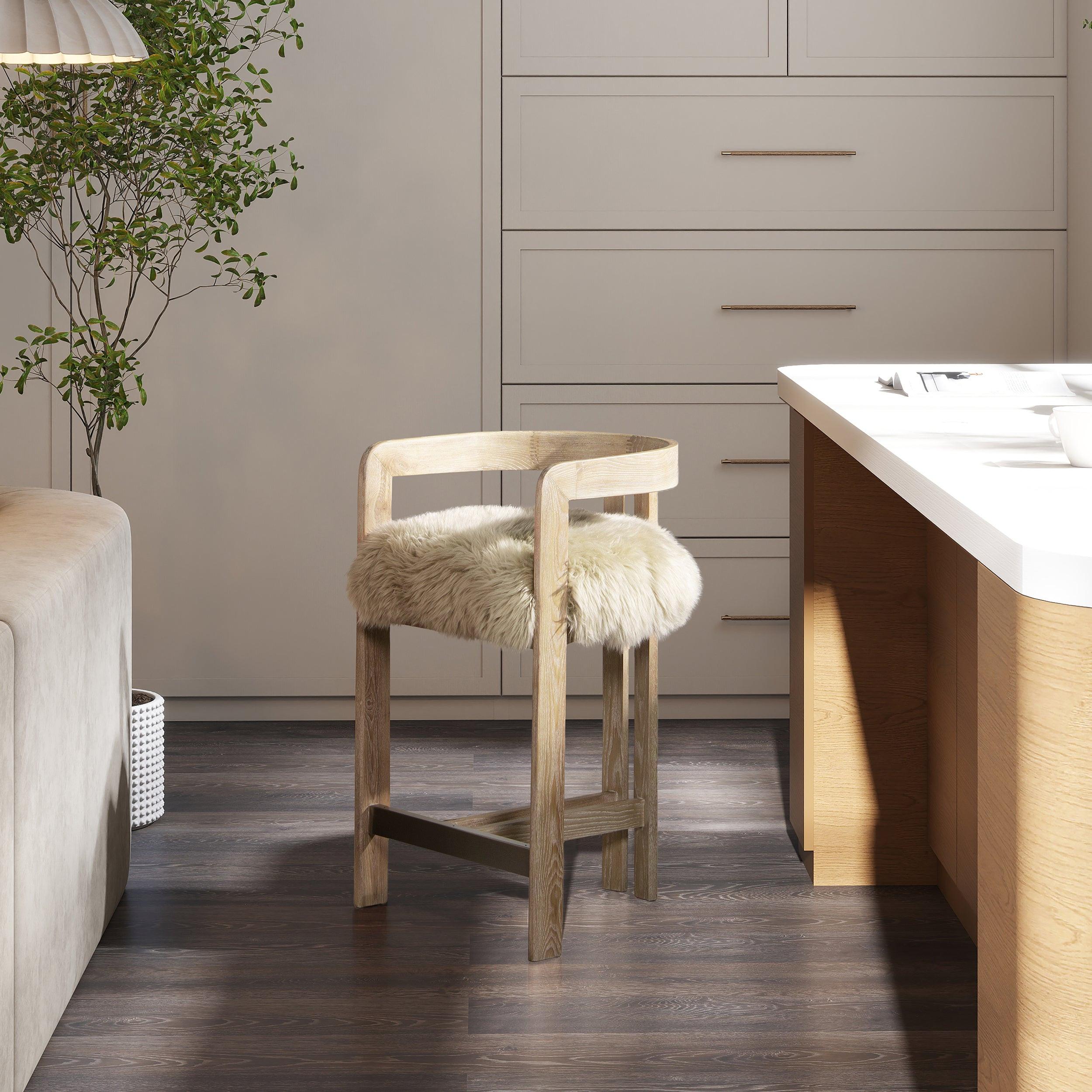 Millwick 26.5' Genuine Fur Counter Stool.