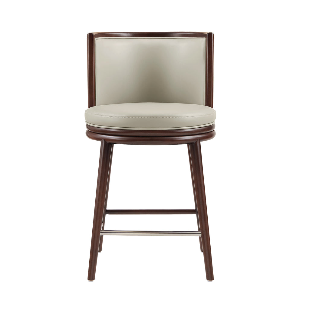 Evalyn Stone Leatherette Counter Stool  with Beech Wood Legs