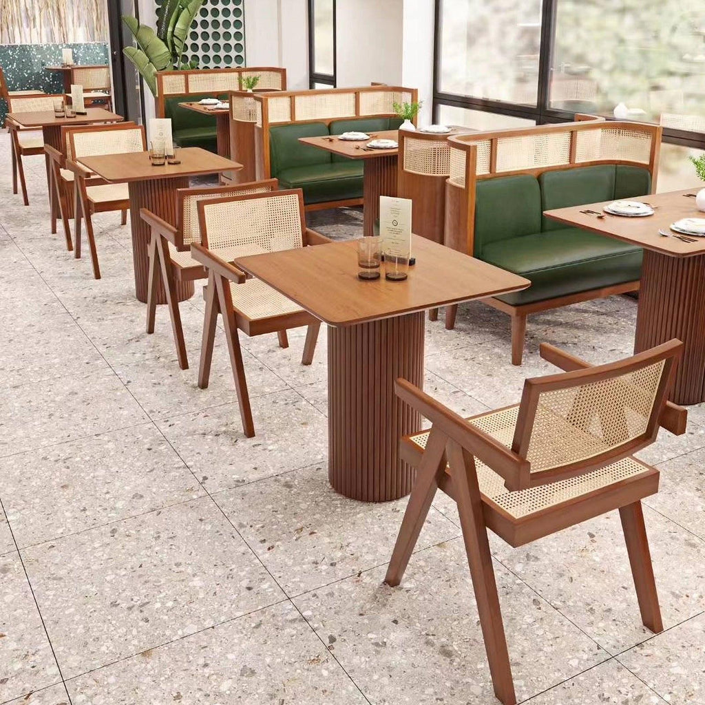 Mid Century Dining Chair - Rattan Accent Armchairs.