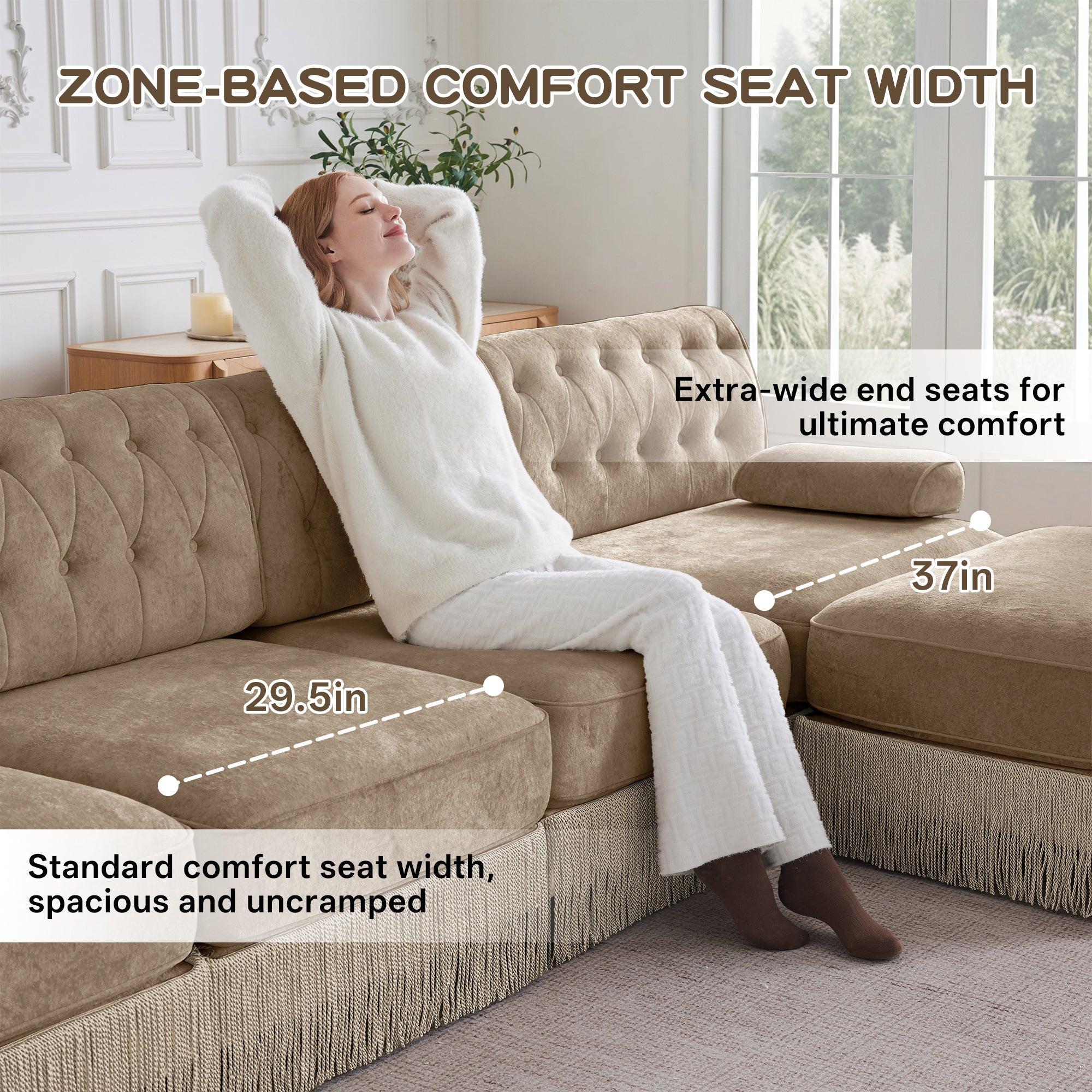 3-Seater Pet-friendly Velvet Sofa with Tassel Fringe Skirt.