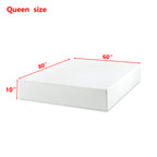 Queen size Green Tea Memory Foam Mattress dimensions: 60 inches wide, 80 inches long, and 10 inches thick, fiberglass-free design.