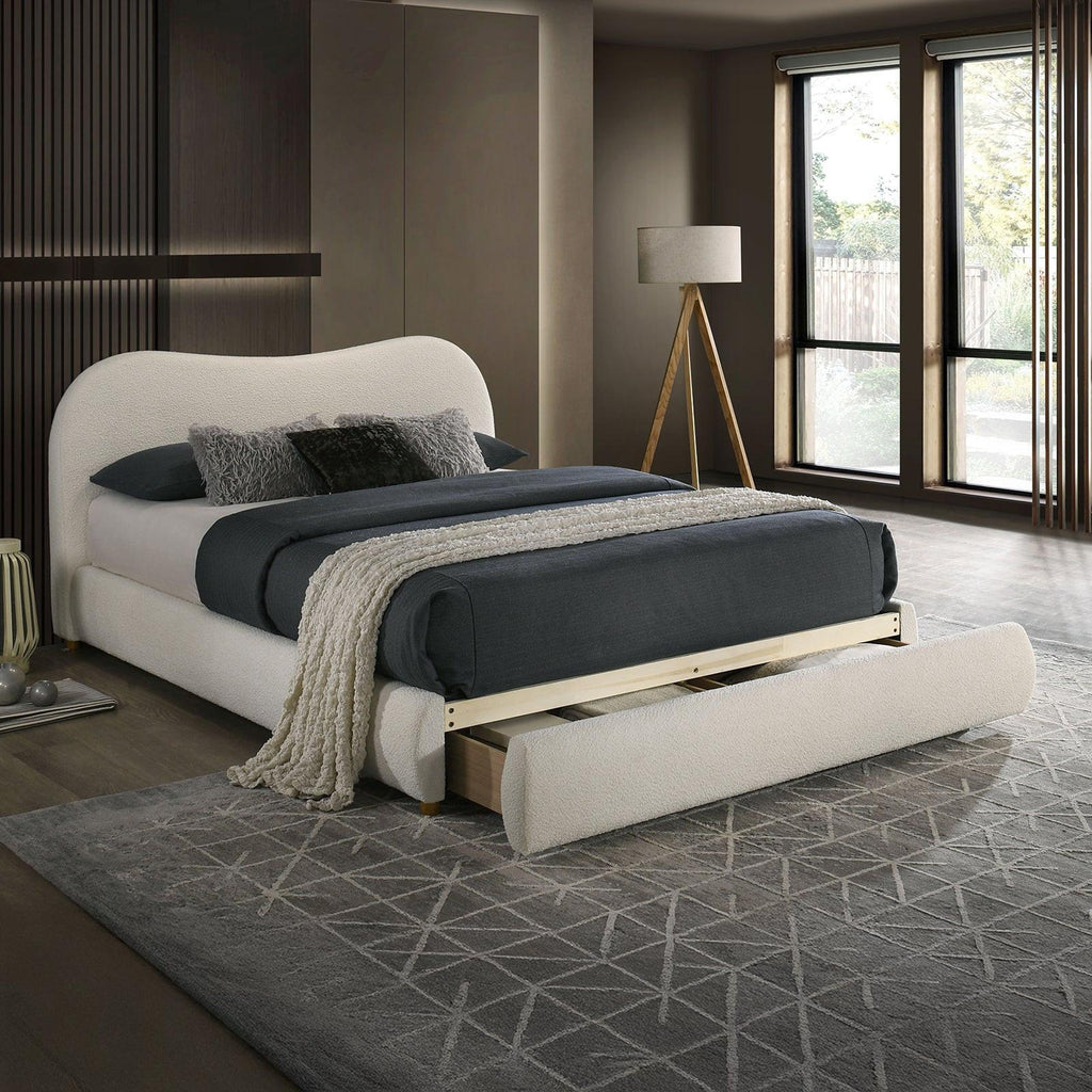 Velvet Upholstered Queen Bed with Storage.