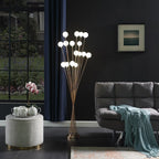 61.5" In 16-Light Acrylic Globe Aluminun Led Chrysanthe Yellow Gold Metal Floor Lamp - Groovy Boardz