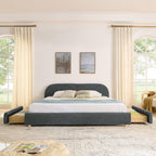 King Size Upholstered Bed Frame with Storage and Headboard.