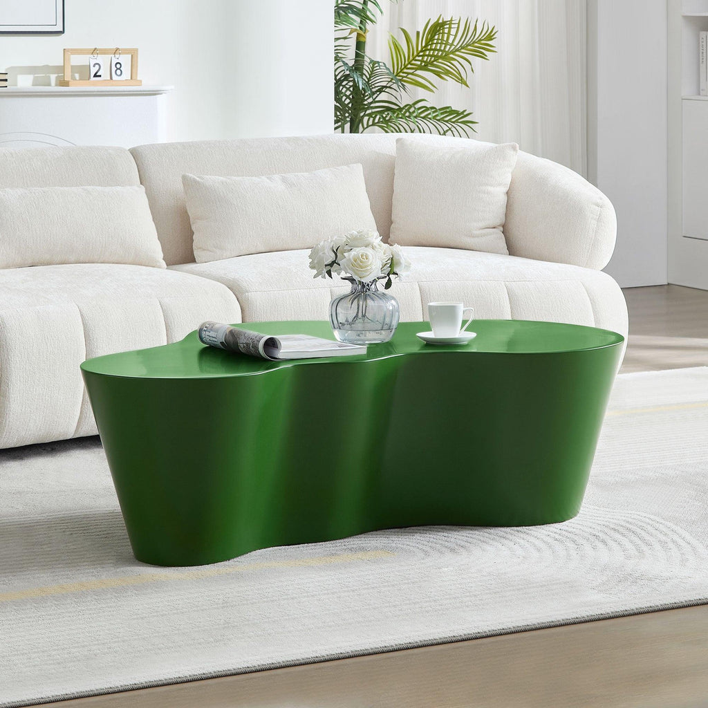 50 Inch Green Fiberglass Coffee Table for Living Room.