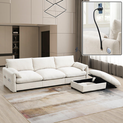 Versatile L-Shaped Sectional Sofa with Storage Ottoman.
