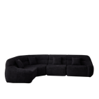 Full view of Modern Black Modular Sofa - Luxury Chenille 4-Seater with curved 123.2-inch layout, ideal for spacious modern interiors.