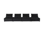 Aveline Black Velvet 4-Seater Modular Sofa.