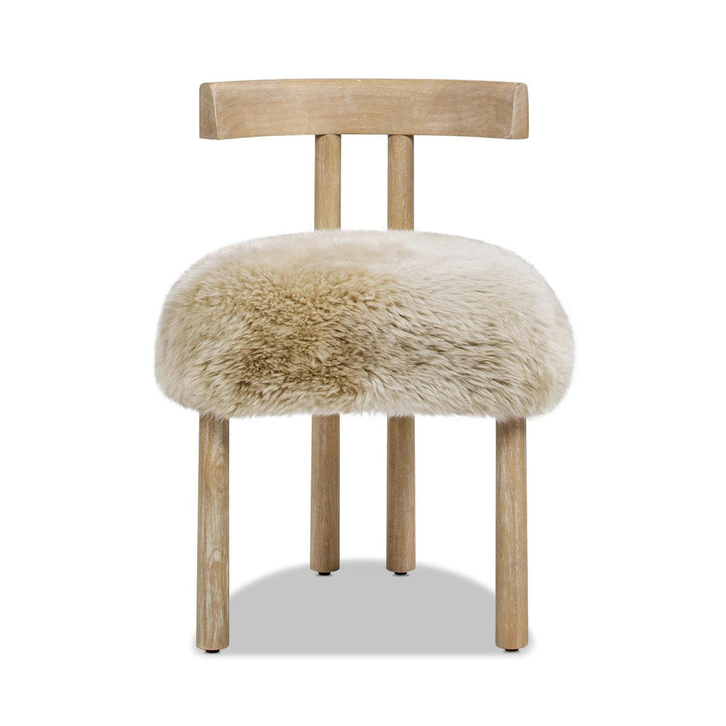 Genuine Sheepskin Dining Chair with Split Back Design.