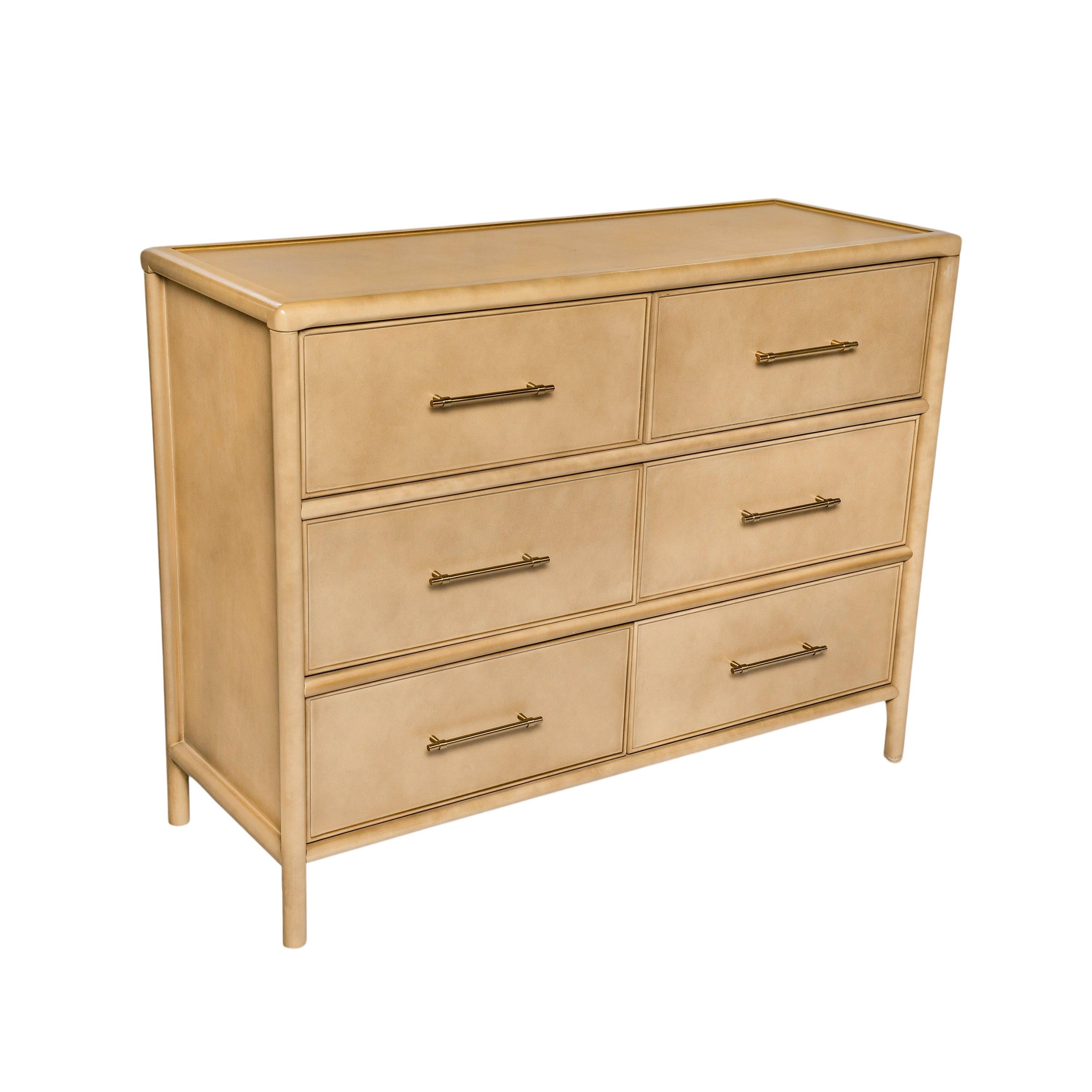 Natural Storage Cabinet with 6 Drawers for Living Room.