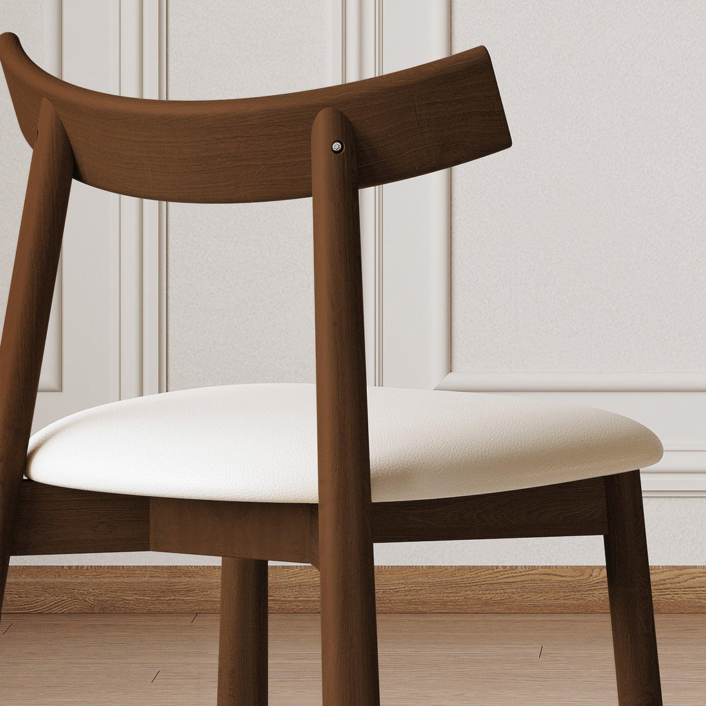 Ergonomic Modern Dining Chairs Set of 2 in Walnut.