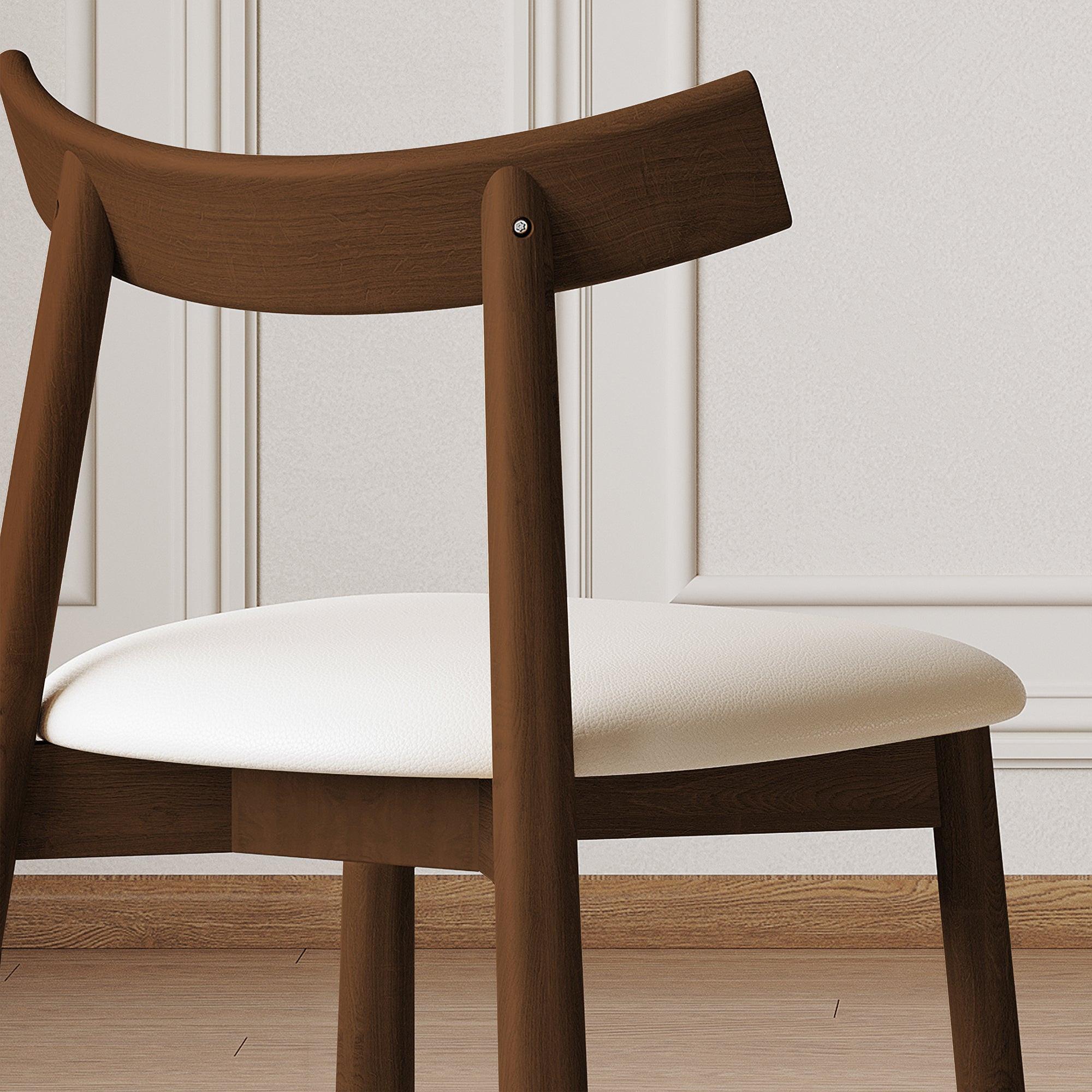 Ergonomic Modern Dining Chairs Set of 2 in Walnut.