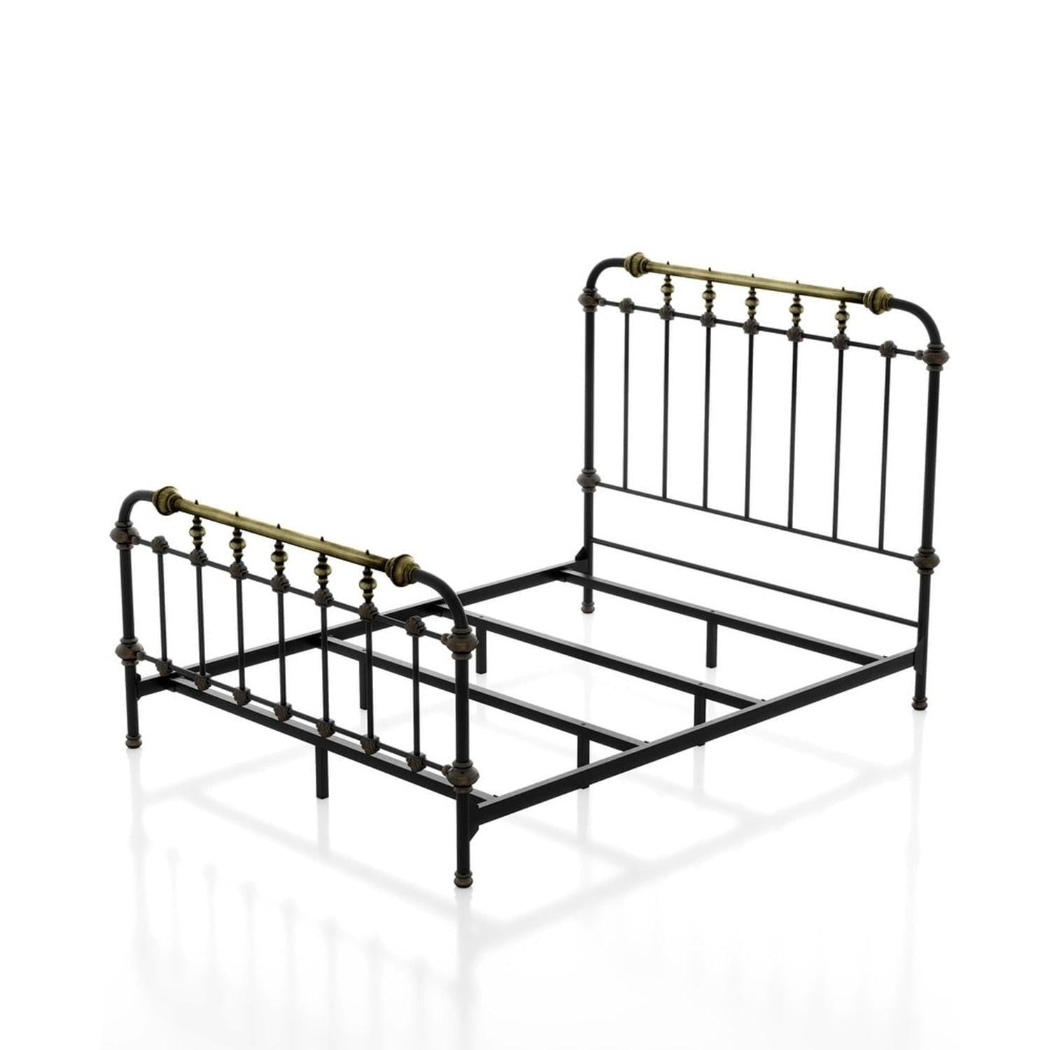 Antique Black Full Size Bed with Gold Accents.